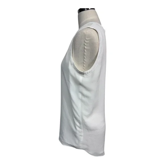 Cabi White Sleeveless Double Layer Blouse Pleated Front Women's S‎ - Picture 4 of 8